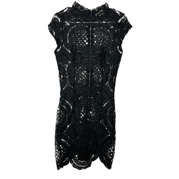 Nellis Los Angeles Black Sheath See-Through Mini Dress with Mock Neck Sz Medium - Picture 1 of 8